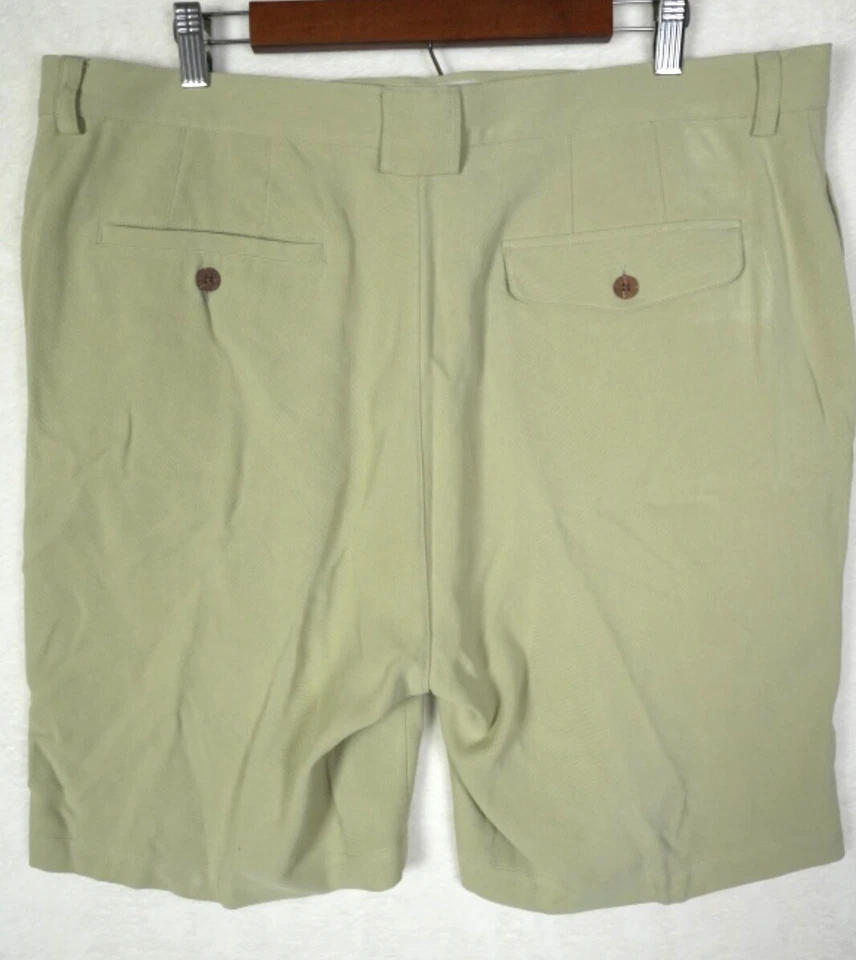 Pantalones Cortos Tommy Bahama Para Hombre Talla 40 9" Beige Calce Relajado 100% Seda Chino Golf Informal Foto 2 de 4