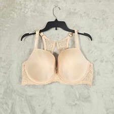 Paramour T-Shirt Bra Full Figure 42D Underwire Racerback Contour Cups Beige