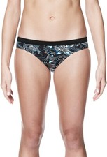 Nike Women Geo Aftershock Swim Black Bikini Bottom size Large 179718
