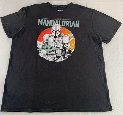 Star Wars Mandalorian T-Shirt XL Black Grogu Graphic Tee Lucasfilm