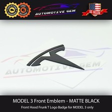 Tesla MODEL 3 Front Hood Emblem MATTE BLACK Frunk T Badge Logo OEM Upgrade