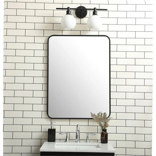 Elegant Decor Evermore 24x32" Soft Corner Metal Rectangular Mirror in Black - Picture 2 of 8