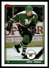 1991-92 Topps #308 Mark Tinordi Minnesota North Stars Hockey Card