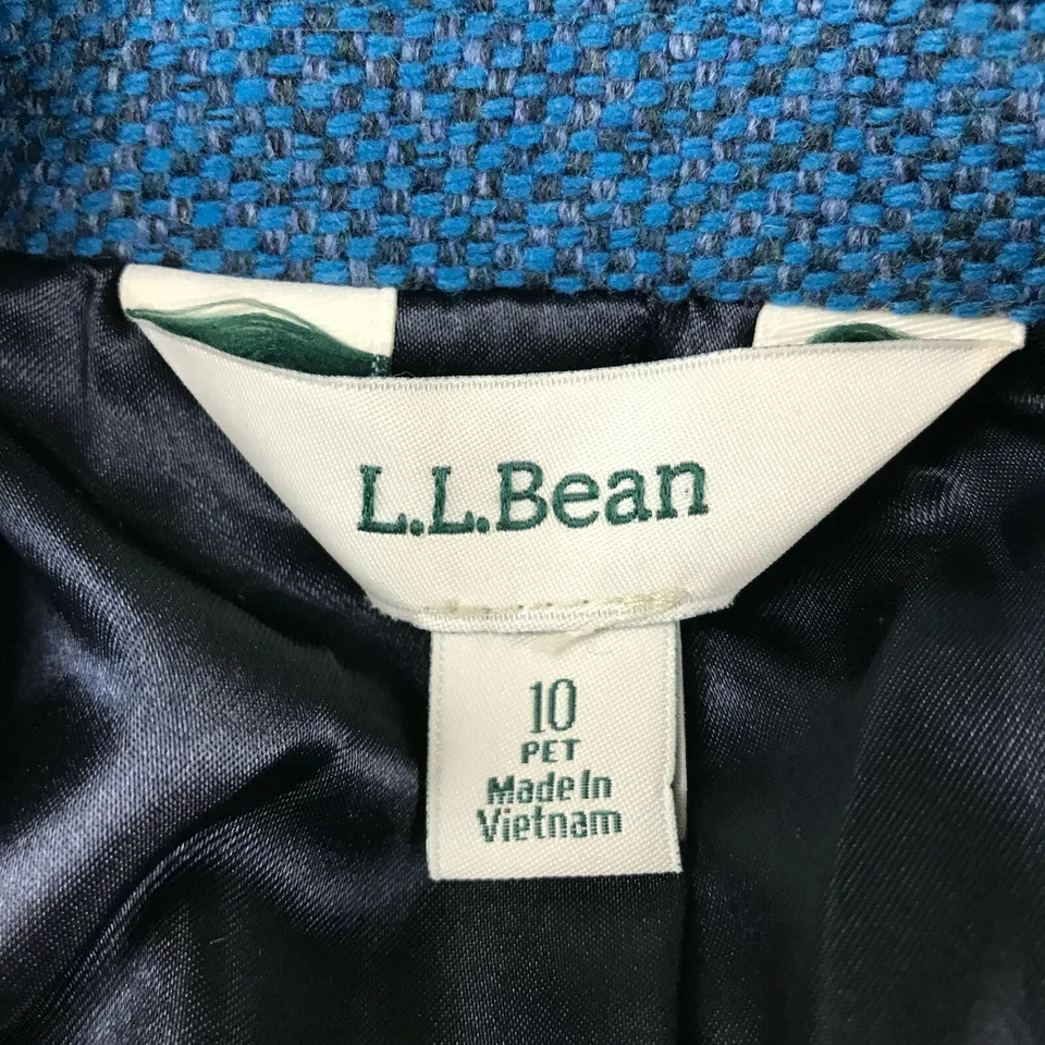 LL Bean Blazer Womens 10P Blue Wool Cashmere Lined Button Up Jacket Coat - Image 2 of 4
