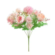 Artificial 9 Heads Silk Peony Flowers Wedding Bouquet Home Party Outdoor Decor