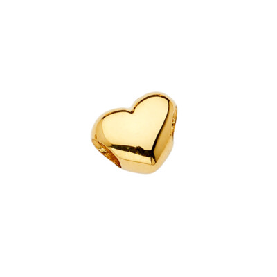 14K Yellow Gold Heart Slider Charm For Mix & Match Bracelet Necklace Chain