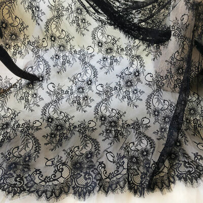 3 Meter Chantilly Blumen Spitzenstoff French Lace Wimpern Tüll für Kostüme