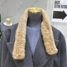 Women's Real Mink Fur Scarf Knitted Small Warm Collar Neck Warmer Neckerchief