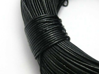 55 Yards Black Round Real Genuine Leather Cord 1mm Jewelry Bracelet String
