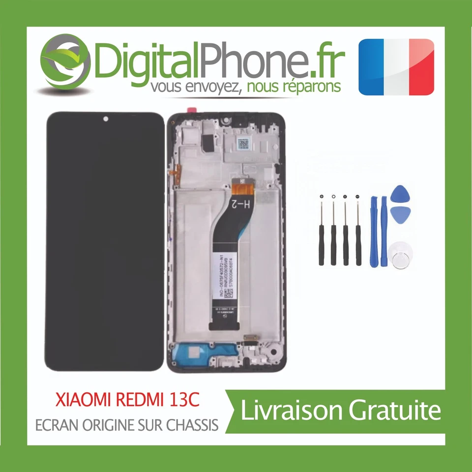 ECRAN ORIGINE RECONDITIONNE XIAOMI REDMI 13C AVEC CHASSIS + OUTILS -TVA-