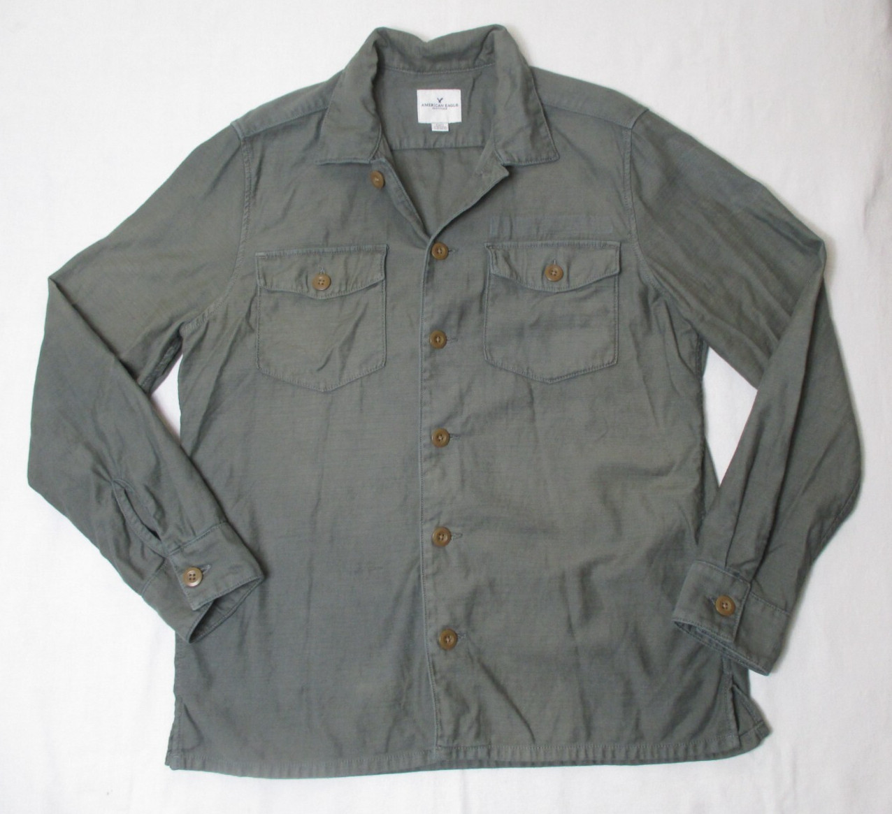 Camisa Militar De Hombre AMERICAN EAGLE OUTFITTERS L Gris - Verde Vintage