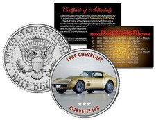 1969 Chevrolet Corvette L88 Auction Muscle Car Colorized Jfk Half Dollar Us Coin