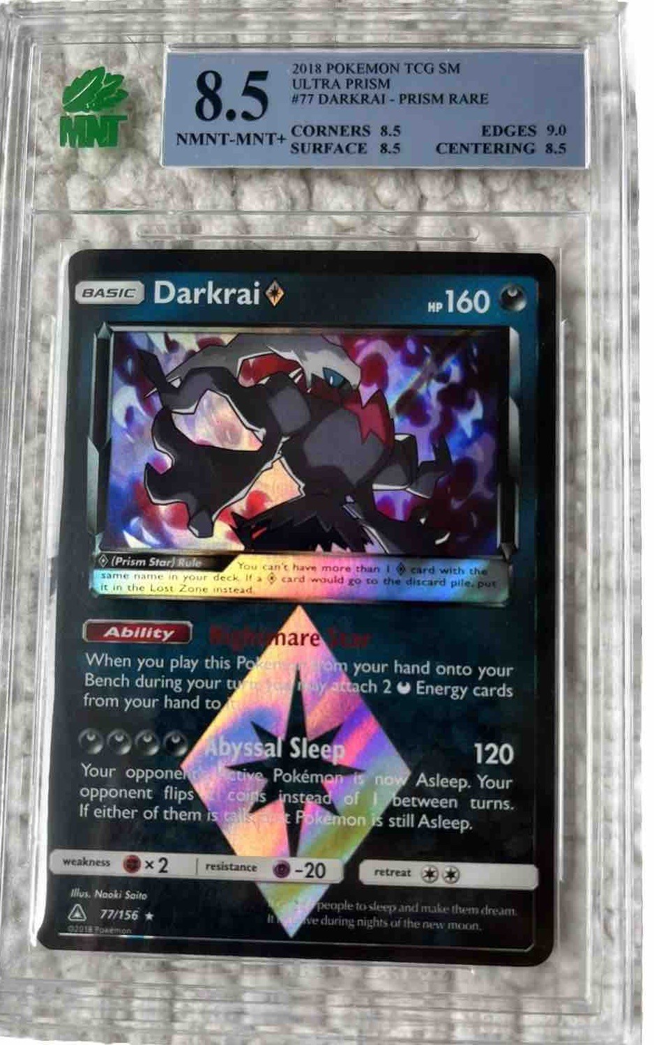Darkrai Prism Star Ultra Prism Holo Pokemon 77/156 2018 (NMNT-MNT) Rare Graded