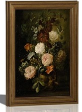 Gold Frame Moody Flower Canvas Wall Art Vintage Dark 11"L x 9"W Dark Flower