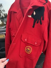 Vintage BSA Boy Scouts Red Wool Jacket Size 42 Calf Cow Boy Scouts Memorabilia
