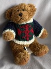 VTG 1996 Chrisha Playful Plush Jointed Teddy Bear in Christmas Holiday Sweater