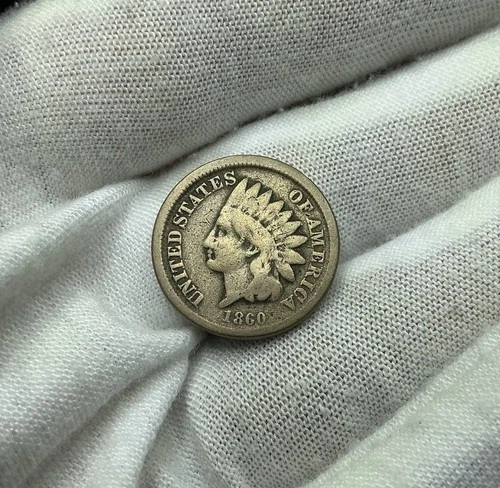 1860 Copper-Nickel Round Bust Indian Head Cent Penny receive coin pictured D371