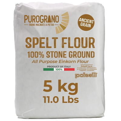 , Purograno,100% Stone Ground Spelt (Farro) Flour, 5Kg, 11 Lb   Ancient Whole Gr