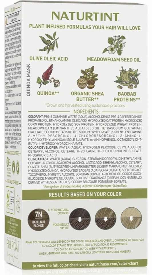 Gel de color de cabello permanente rubio avellana Naturntint 7N paquete de 6 sin amoníaco Foto 4 de 4