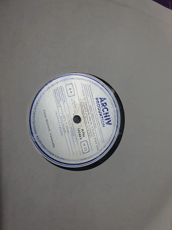 Enrico Mainardi Bach Unaccompanied Cello Suites 3 & 4 Archiv APM 14044 Suite - Image 4 of 4