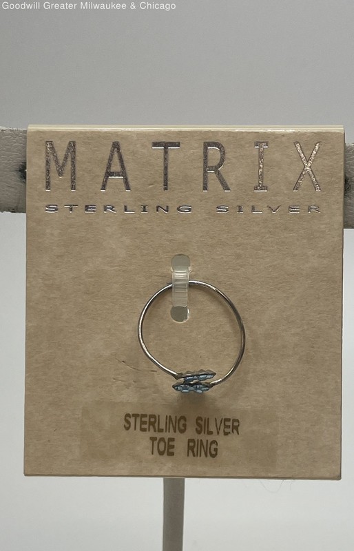 Matrix Sterling Silver Blue Rhinestone Toe Ring NWT 3.3g