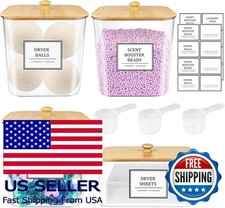 3 1 Pack Clear Laundry Pods Container with Wooden Lids  Labels, Large Storage