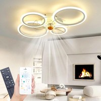 Deckenleuchte Ventilator Weiß 60W 6000Lm Dimmbar LED App Fernbedienung Wohn