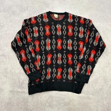 Vintage knitted jumper Abstract patterned knit sweater Women's M 12-14 