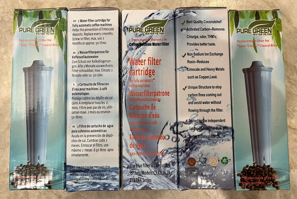 Paquete de 5 filtros de agua para Jura Claris Clearyl Blue Foto 2 de 3