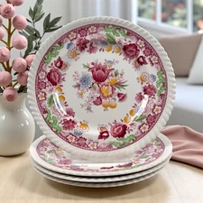 Johnson Brothers Winchester 8” Salad Plates Multicolor Floral England Set of 4