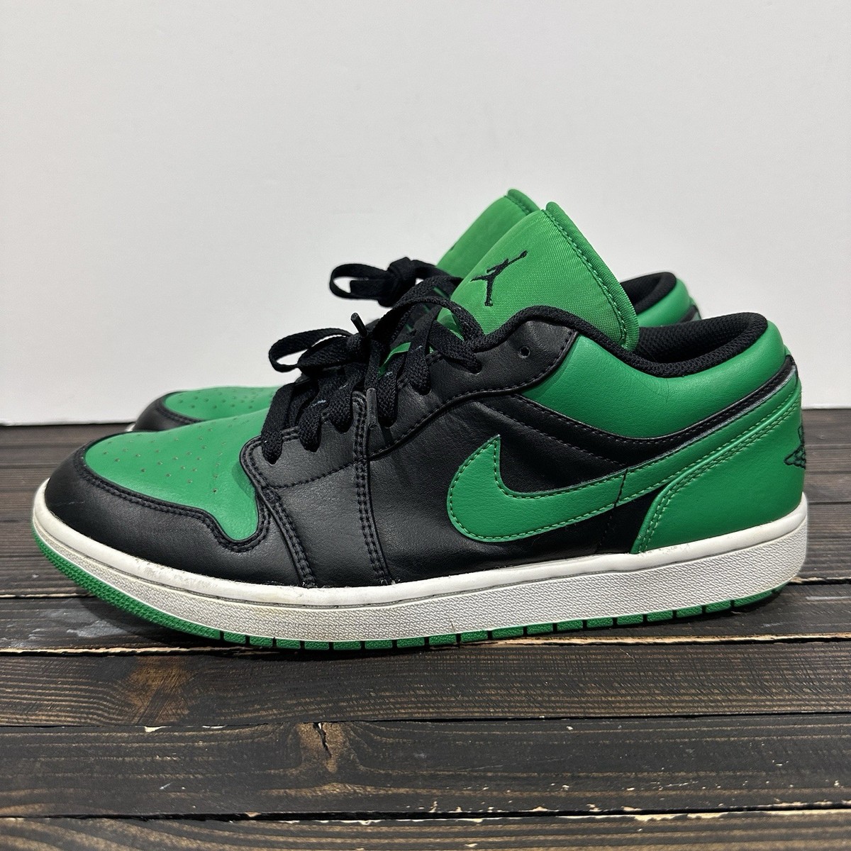 Nike Air Jordan 1 Low Black Lucky Green 553558-065 Men's Shoes