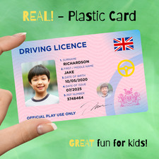 Personalised Kids Driving Licence – Fun Pretend Play ID Card, UK Style Toy Gift