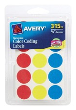Avery 6167 Removable Handwrite Color-Coding Labels 3/4 x 0.75 in. Pack of 6 