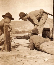 WWI Marines Firing Machine Gun Real Photo Postcard