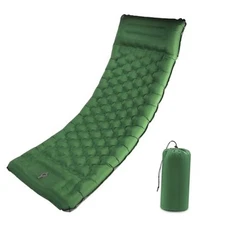  Camping Sleeping Pad with Pillow: Extra Thick 4.7 Inch Classic Olive Green