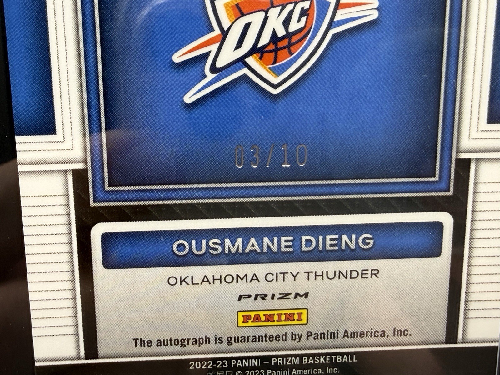 2022 Prizm Ousmane Dieng RC Gold Wave 3/10 RC Auto Bucks view 3