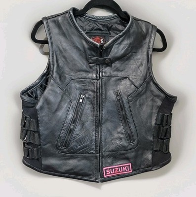 IK Women s Black Leather Vest Biker Riding Motorcycle Badass Style Size XXL