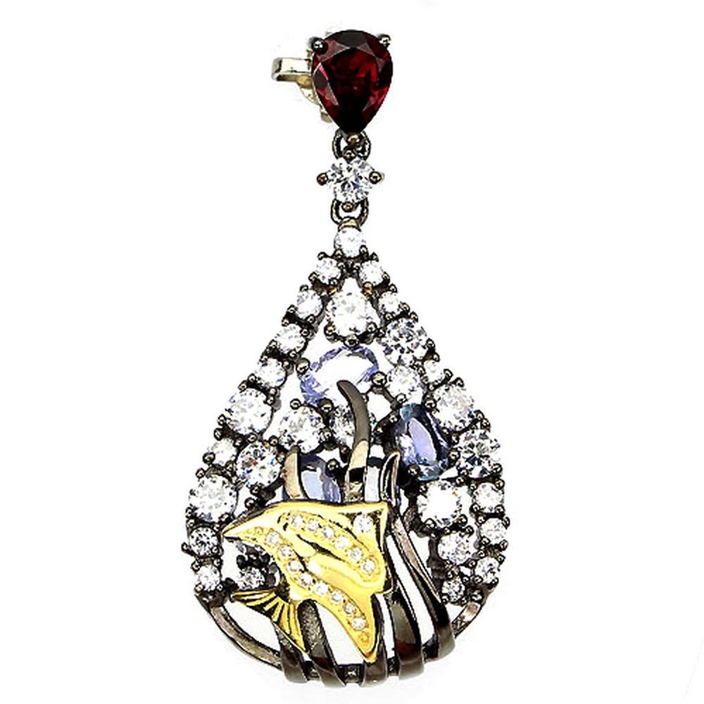 Pendentif tanzanite et grenat anti-ternissement pour look élégant