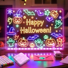 LED Note Board with 7 Colors, 12"x 8" LED Drawing Board for Kids, Includes Ad...