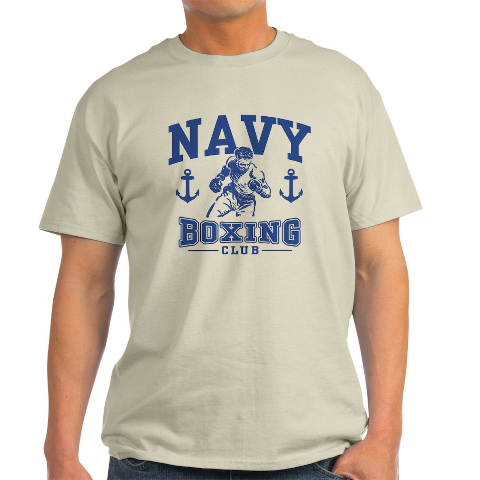 CafePress Navy Boxing Light T Shirt 100% Cotton T-Shirt (380641747)