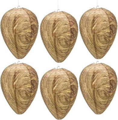 6 Pack Wasp Nest Decoy Outdoor Hanging Fake Bees Hornet Nest Traps Yellow Jacket