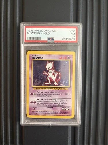 Pokémon TCG 1999 Base Set Mewtwo Holo Rare PSA 7 10/102 English
