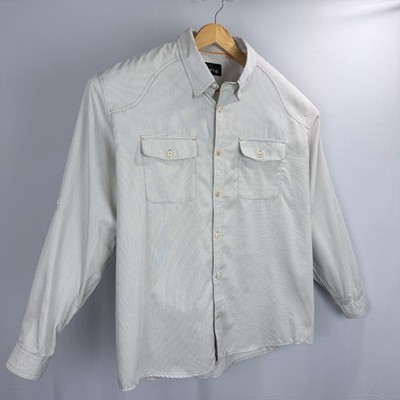 ORVIS Outdoors Button-Up Shirt Mens 2XL Beige Plaid Long Sleeve Keeper Loop