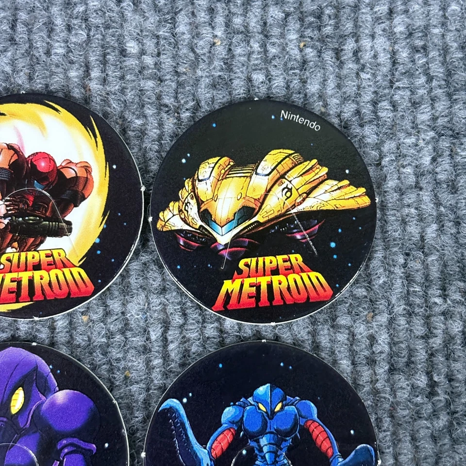 Super Metroid Caps Pogs - 整套 8 - 任天堂 Super Power Club 罕见 — 第 4/4 张图片