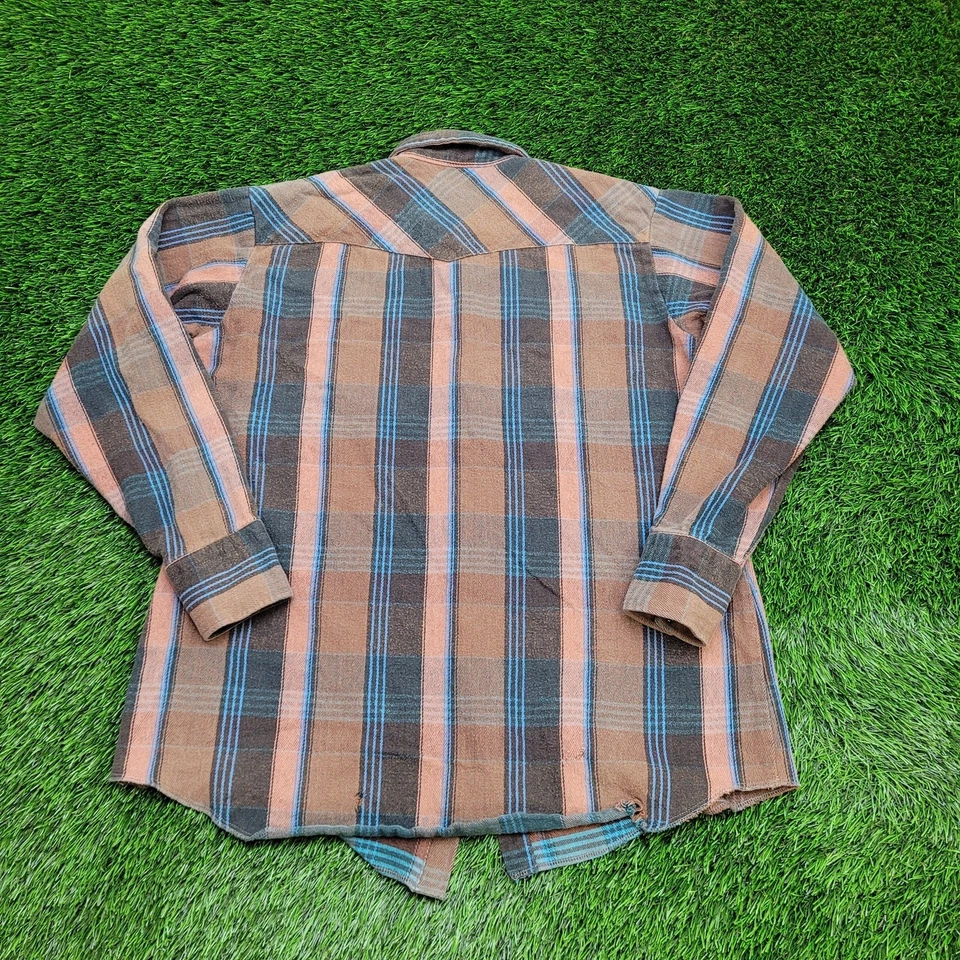 Camisa a Presión Western Vintage Años 80 Ely-Cattleman Cuadros XL 23x29 Yugo Foto 2 de 4