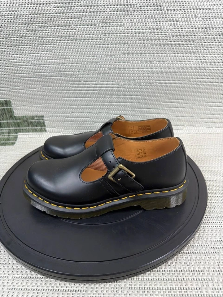 Zapatos Dr Martens Mujer Talla 8 Polley Punta Suave Trabajo Mary Jane Cuero Negro Foto 3 de 4