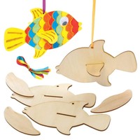 Baker Ross FE234 Fisch Holz Deko Bastelset - 4Er Pack FüR