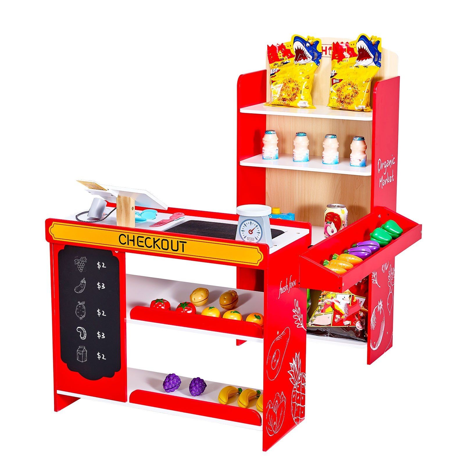 как выглядит Kids Grocery Store Playset Supermarket Toy with Cash Register Shopping Cart фото