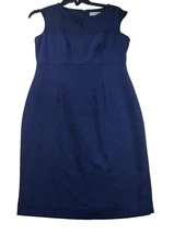 Kasper Dress Womens Size 8 Navy Blue Sleeveless Vneck Stretch New