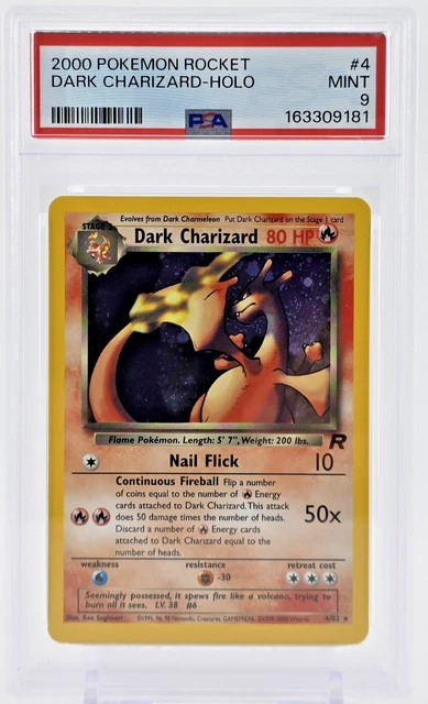 PSA 9 2000 DARK CHARIZARD POKEMON CARD HOLO TEAM ROCKET MINT 9 4/82